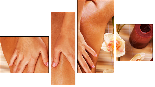 Masseur doing massage on woman back in spa salon - Four-piece canvas, Fortyk