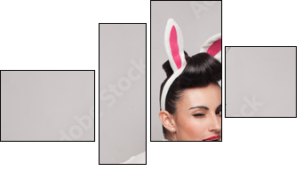playful bunny girl winking and tongue out. pinup style - Four-piece canvas, Fortyk