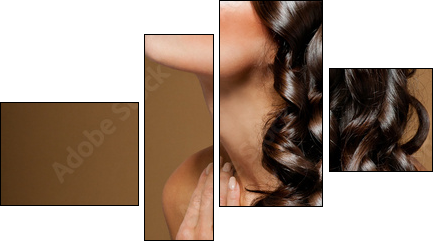 beautiful brunette with long  curly hair - Four-piece canvas, Fortyk