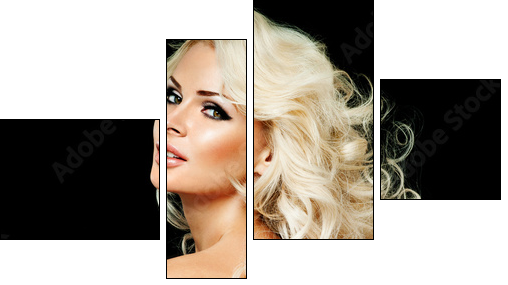 beautiful blonde woman  with perfect curly hair - Four-piece canvas, Fortyk