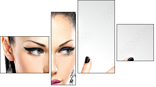 Beautiful fashion sexy woman with black nails at pretty face - Four-piece canvas, Fortyk