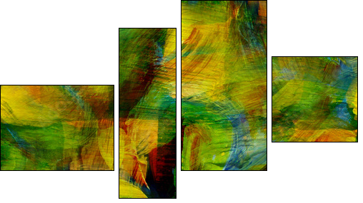 seamless cubism green, yellow abstract art Picasso texture water - Four-piece canvas, Fortyk