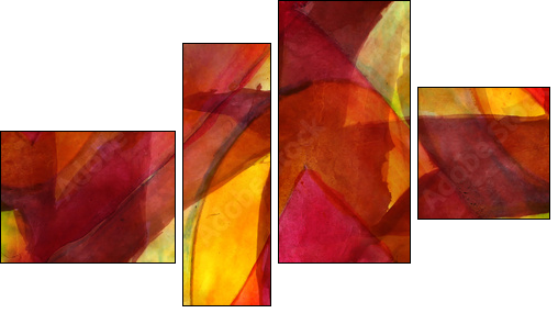 seamless cubism red, yellow abstract art Picasso texture waterco - Four-piece canvas, Fortyk