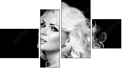 beautiful blonde woman  with perfect curly hair - Four-piece canvas, Fortyk