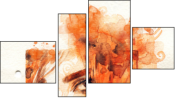 Beautiful woman. watercolor illustration - Four-piece canvas, Fortyk