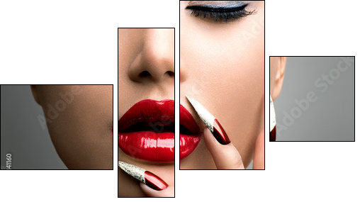 Fashion Beauty Model Girl. Manicure and Make-up. Nail art - Four-piece canvas, Fortyk