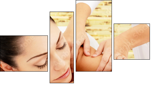 Woman having massage of shoulder in spa salon - Four-piece canvas, Fortyk
