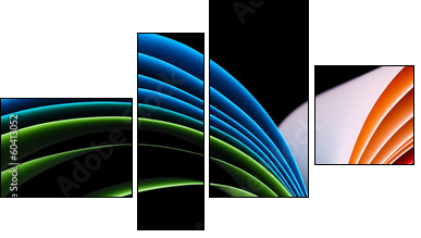 Colorful art paper on black background - Four-piece canvas, Fortyk