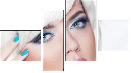 Blond girl. Jewelry. Makeup. Fashion Beauty Woman Portrait with - Four-piece canvas, Fortyk