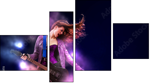 Rock passionate girl with black wings - Four-piece canvas, Fortyk