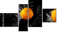 Set of fresh oranges in water splash - Four-piece canvas, Fortyk
