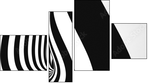 Black and White Stripes Projection on Torus. - Four-piece canvas, Fortyk