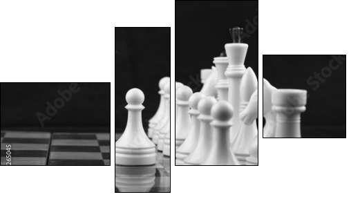 Chess white on black - Four-piece canvas, Fortyk