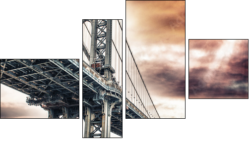 Dusk colors of the sky over magnificent Manhattan Bridge - Four-piece canvas, Fortyk