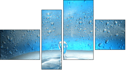 Water drop and splash - Four-piece canvas, Fortyk