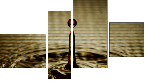 Water Drop Splash with Ripples - Four-piece canvas, Fortyk