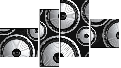Many elegant white and black loudspeakers - Four-piece canvas, Fortyk