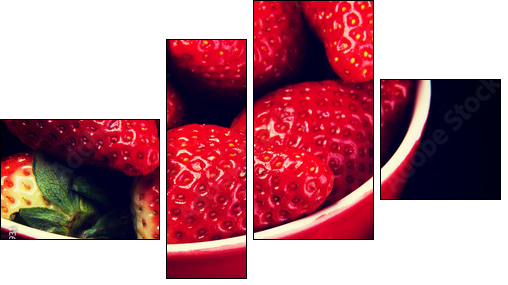 Fresh red strawberries in a bowl. - Four-piece canvas, Fortyk