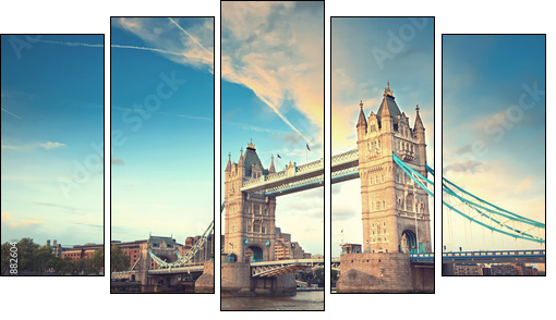 Tower bridge at sunset, London - Five-piece canvas, Pentaptych