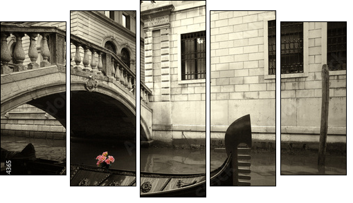 pink flowers and gondola - Five-piece canvas, Pentaptych