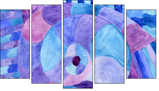 Watercolor Nautilus Picasso in blue. Sea theme watercolor. Sea Picasso. - Five-piece canvas, Pentaptych