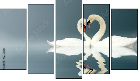 Love Swans - Five-piece canvas, Pentaptych