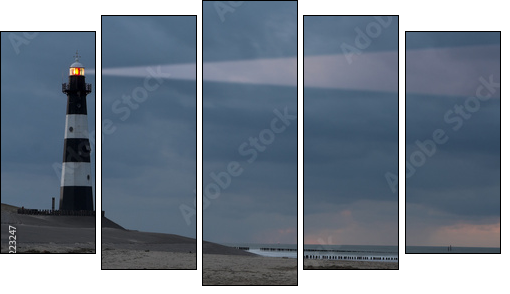 lighthouse in the dusk - Five-piece canvas, Pentaptych