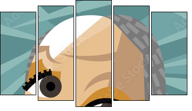 vector portrait painting - Five-piece canvas, Pentaptych