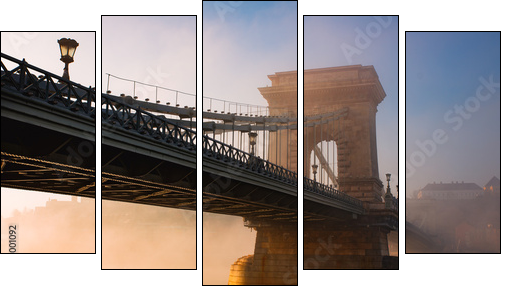 Budapest chain bridge - Five-piece canvas, Pentaptych