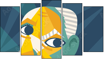cubist portrait painting cartoon - Five-piece canvas, Pentaptych