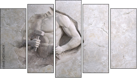 epic background of athletic man cuts his sports body of marble stone - Five-piece canvas, Pentaptych