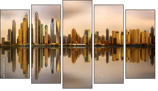 Dubai Marina bay, UAE - Five-piece canvas, Pentaptych