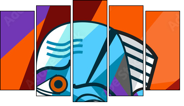 cubist great painter face portrait painting - Five-piece canvas, Pentaptych