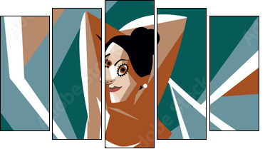 cubist woman painting - Five-piece canvas, Pentaptych