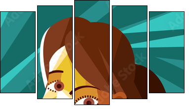 beautiful cubist woman portrait - Five-piece canvas, Pentaptych