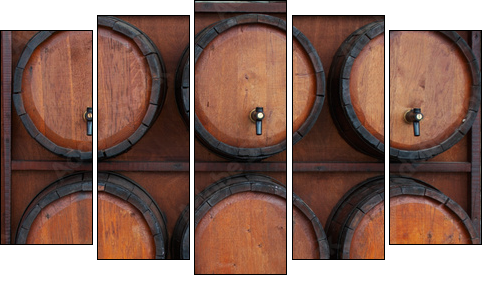 wine barrels stand - Five-piece canvas, Pentaptych