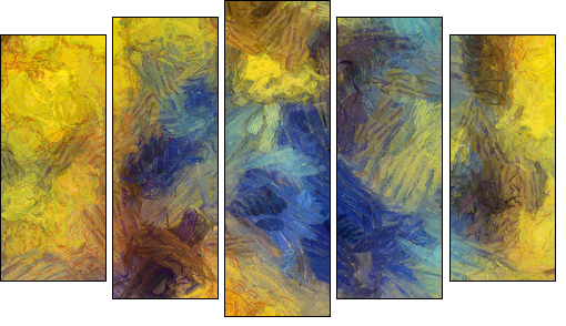 Varicoloured texture from oil paints - Five-piece canvas, Pentaptych