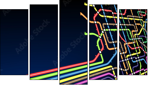 Subway slant - Five-piece canvas, Pentaptych