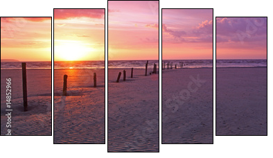 warming glow at burnham on sea - Five-piece canvas, Pentaptych
