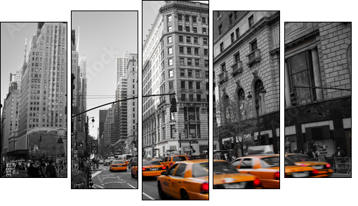 Taxies in Manhattan - Five-piece canvas, Pentaptych