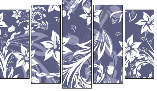 seamless floral background - Five-piece canvas, Pentaptych