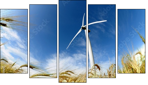 Wind turbine - renewable energy source - Five-piece canvas, Pentaptych