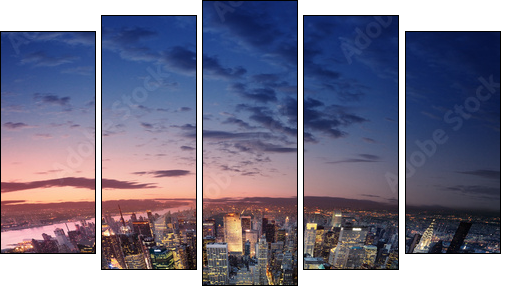Manhattan at sunset - Five-piece canvas, Pentaptych
