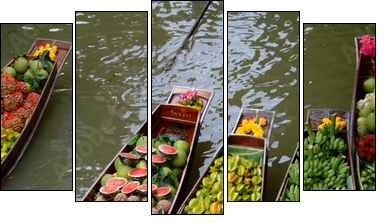 floating market in bangkok - Five-piece canvas, Pentaptych