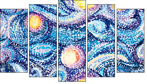 Van Gogh background - Five-piece canvas, Pentaptych