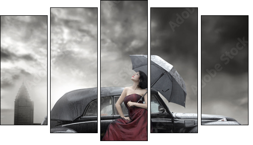 lady - Five-piece canvas, Pentaptych