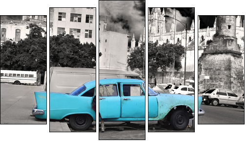 Old Havana car - Five-piece canvas, Pentaptych
