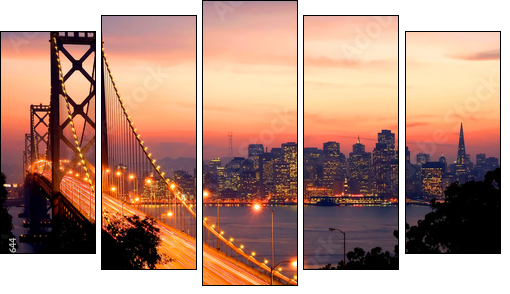 San Francisco Sunset - Five-piece canvas, Pentaptych