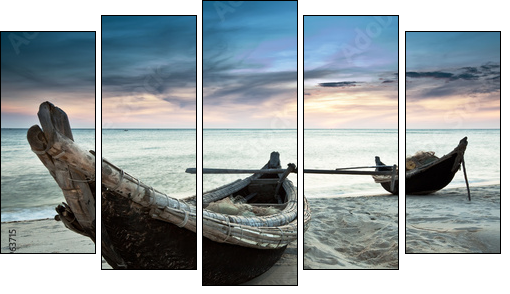 Boats - Five-piece canvas, Pentaptych
