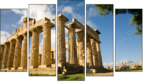 Temple of Hera, Selinunte, Sicily - Five-piece canvas, Pentaptych